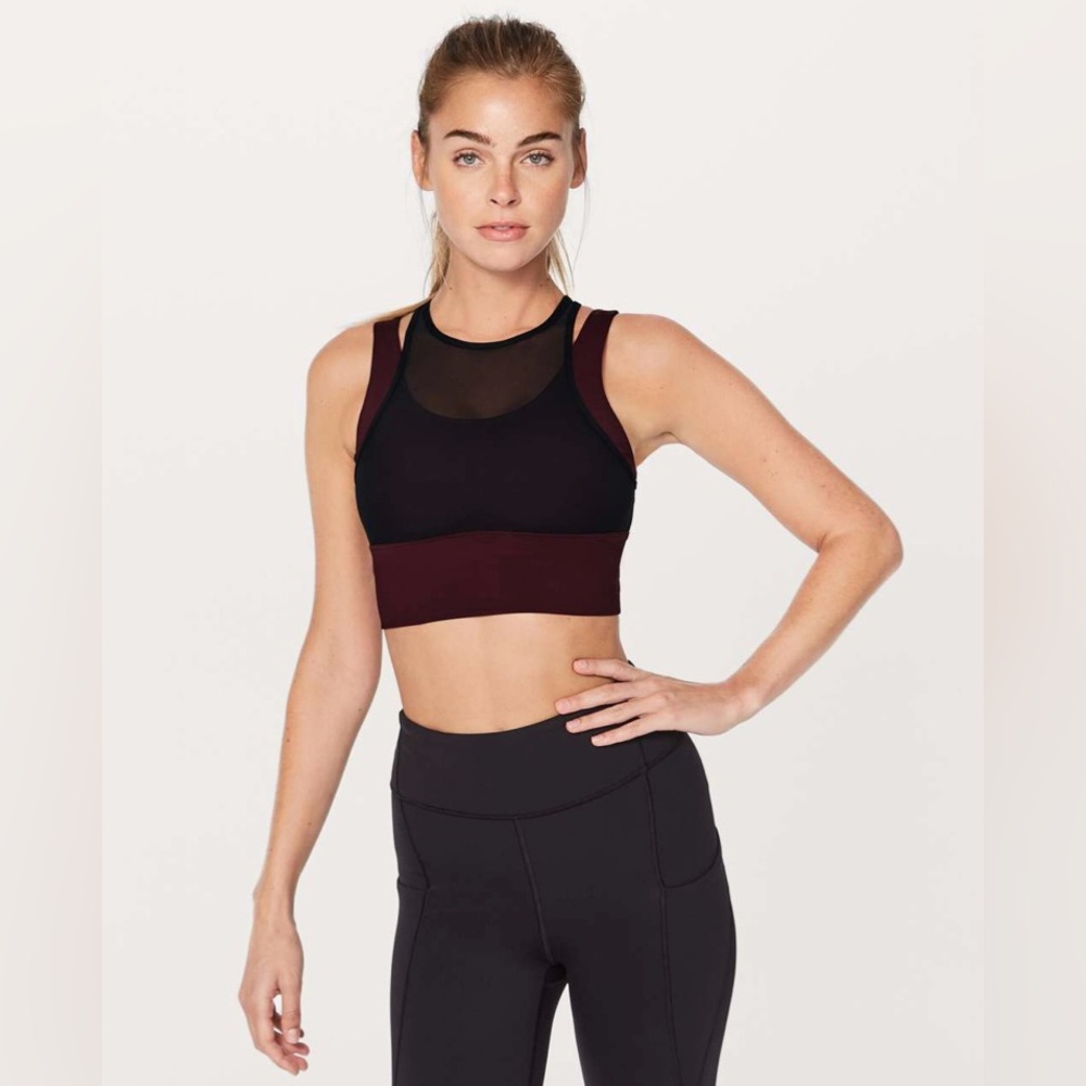 Lululemon Double Tap Bra II Women’s Dark Adobe/black Mesh Sports Bra size 8 med